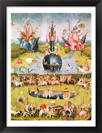 Framed Garden of Earthly Delights: Allegory of Luxury, animal central panel detail Print