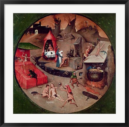 Framed Tabletop of the Seven Deadly Sins and the Four Last Things, detail of Hell, c.1480 Print