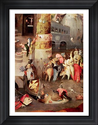 Framed Triptych of the Temptation of St. Anthony, detail of the lower right hand side Print