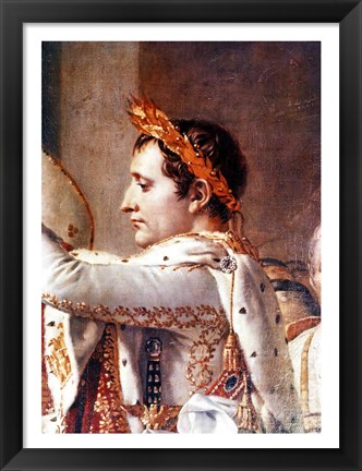 Framed Consecration of the Emperor Napoleon and the Coronation of the Empress Josephine, detail of Napoleon Print