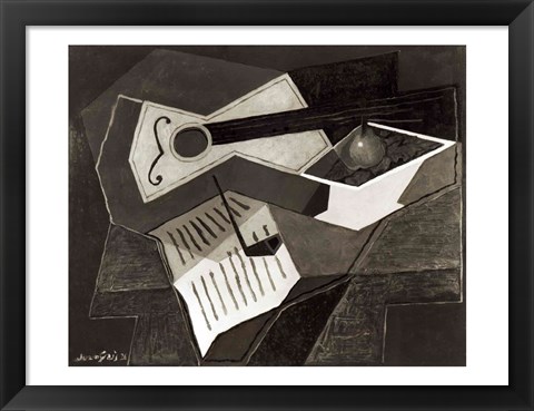 Framed Guitar and Fruit bowl, 1926 Print