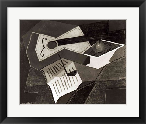 Framed Guitar and Fruit bowl, 1926 Print