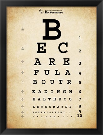 Framed Mark Twain Eye Chart Print