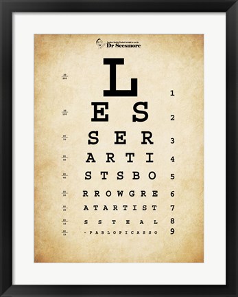 Framed Picasso Eye Chart Print