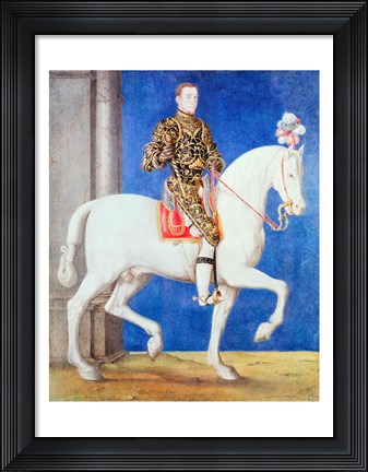 Framed Equestrian Portrait Presumed to be Dauphin Henri II Print