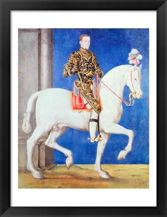 Framed Equestrian Portrait Presumed to be Dauphin Henri II Print