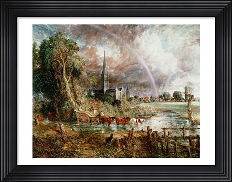 Framed Salisbury Cathedral From the Meadows, 1831 Print