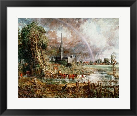 Framed Salisbury Cathedral From the Meadows, 1831 Print