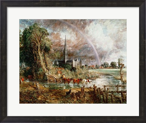 Framed Salisbury Cathedral From the Meadows, 1831 Print