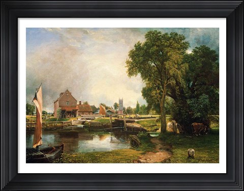 Framed Dedham Lock and Mill, 1820 Print