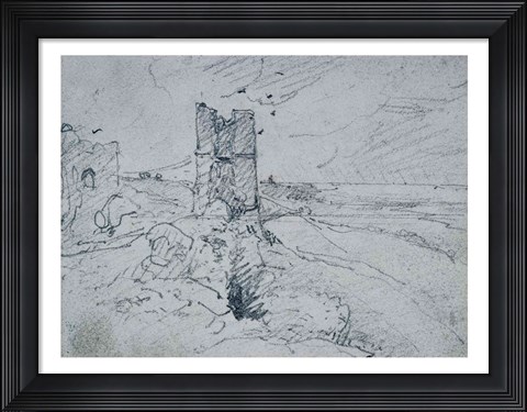 Framed Cottages on a High Bank, 1834 Print