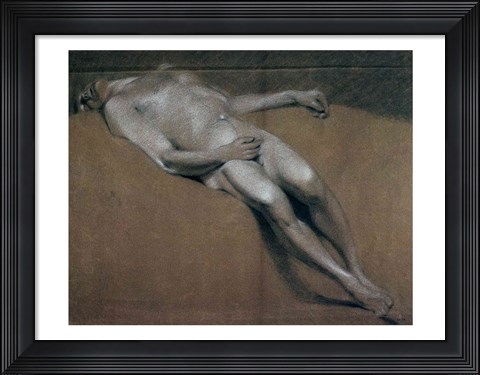 Framed Study of a recumbent male nude Print