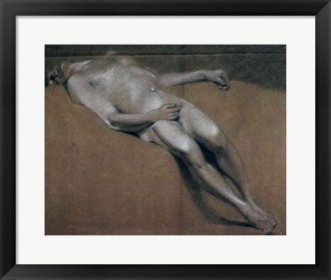 Framed Study of a recumbent male nude Print