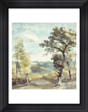 Framed Landscape with Trees and a Distant Mansion Print