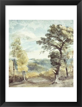 Framed Landscape with Trees and a Distant Mansion Print