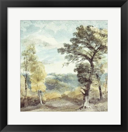 Framed Landscape with Trees and a Distant Mansion Print