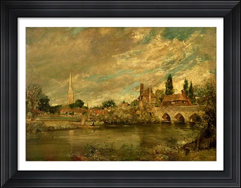 Framed Bridge of Harnham and Salisbury Cathedral Print
