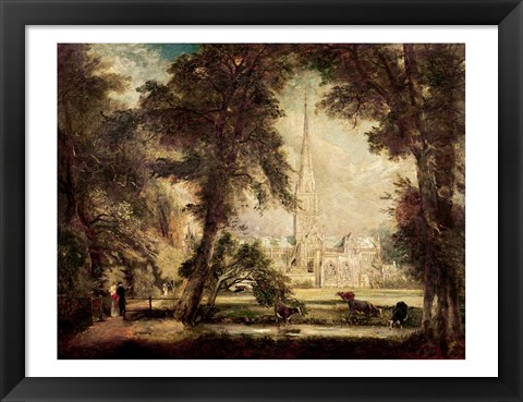 Framed Salisbury Cathedral from the Bishop&#39;s Grounds, c.1822-23 Print