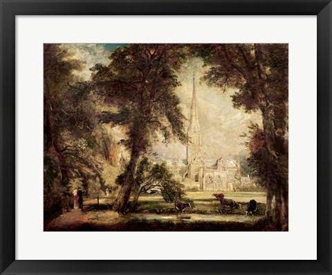 Framed Salisbury Cathedral from the Bishop&#39;s Grounds, c.1822-23 Print