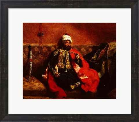 Framed Turk smoking sitting on a sofa, c.1825 Print