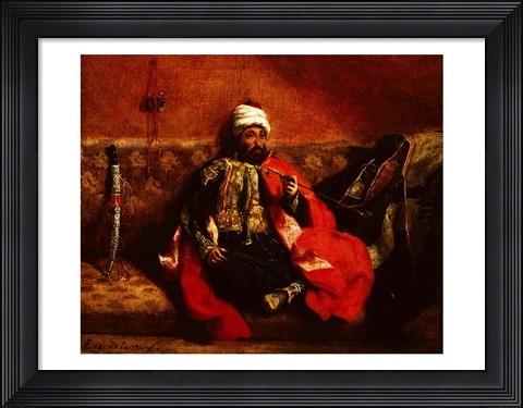 Framed Turk smoking sitting on a sofa, c.1825 Print