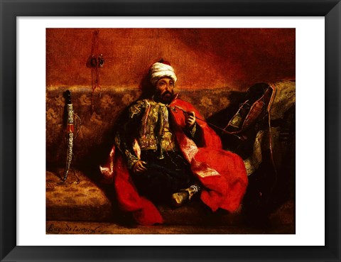 Framed Turk smoking sitting on a sofa, c.1825 Print