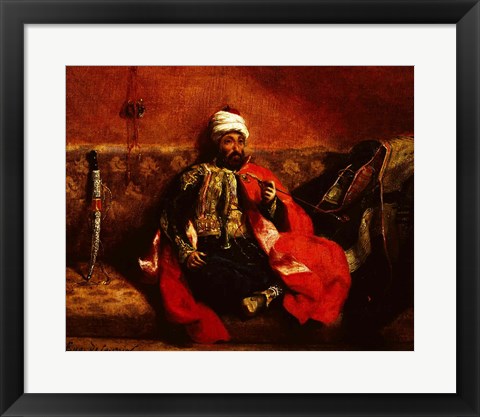 Framed Turk smoking sitting on a sofa, c.1825 Print