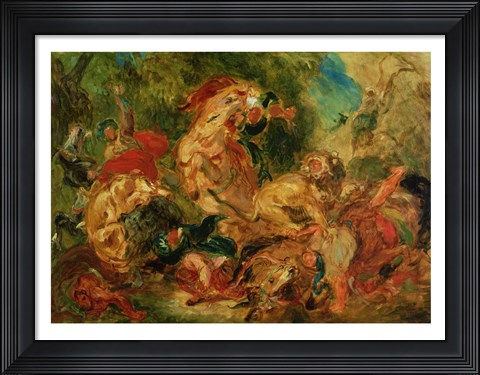 Framed Study for The Lion Hunt, 1854 Print
