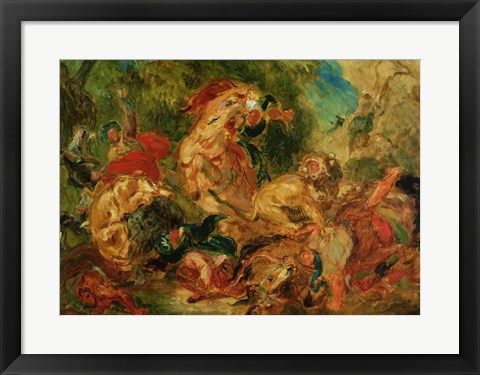 Framed Study for The Lion Hunt, 1854 Print