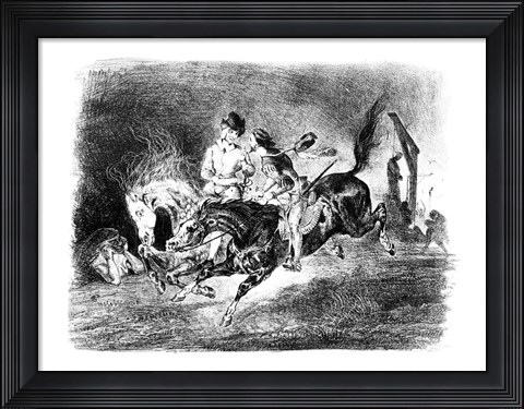 Framed Mephistopheles and Faust riding in the Night, Illustration for Faust by Goethe, 1828 Print