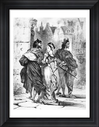 Framed Faust meeting Marguerite, from Goethe&#39;s Faust Print