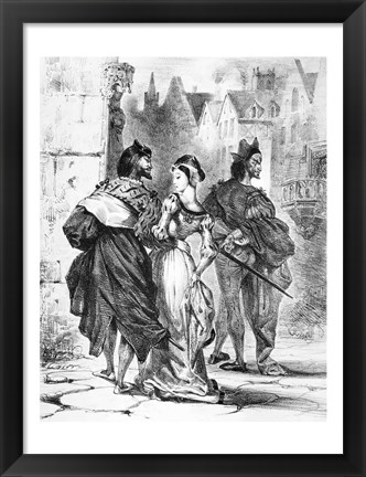 Framed Faust meeting Marguerite, from Goethe&#39;s Faust Print