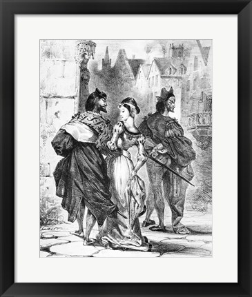 Framed Faust meeting Marguerite, from Goethe&#39;s Faust Print