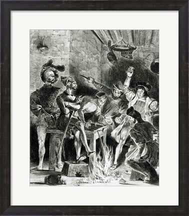 Framed Mephistopheles and the Drinking Companions, from Goethe&#39;s Faust, 1828 Print
