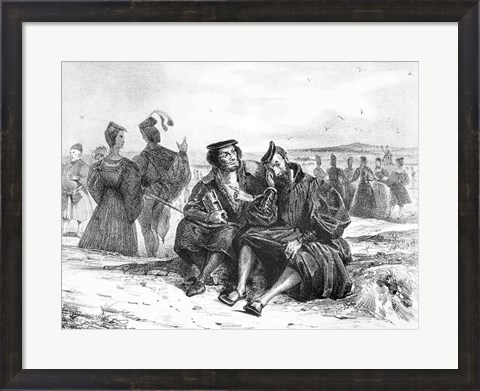 Framed Faust and Wagner in conversation, Illustration for Faust by Goethe Print