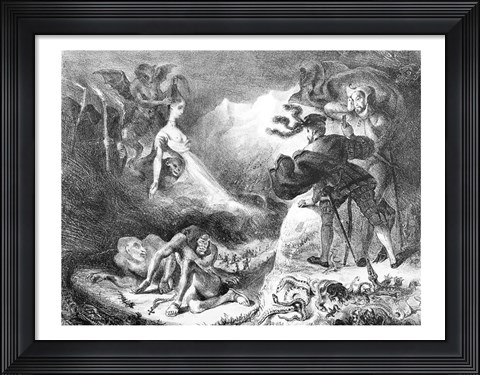 Framed Faust and Mephistopheles at the Witches&#39; Sabbath, from Goethe&#39;s Faust, 1828 Print