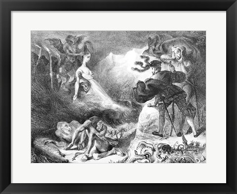 Framed Faust and Mephistopheles at the Witches&#39; Sabbath, from Goethe&#39;s Faust, 1828 Print