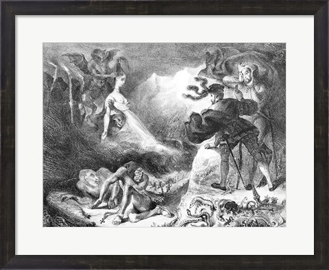Framed Faust and Mephistopheles at the Witches&#39; Sabbath, from Goethe&#39;s Faust, 1828 Print