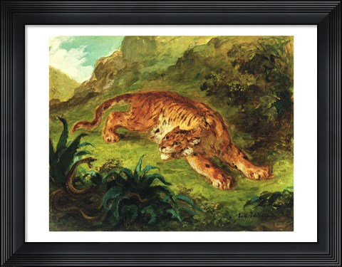 Framed Tiger and Snake, 1858 Print