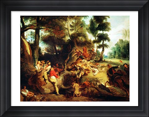 Framed Wild Boar Hunt Print