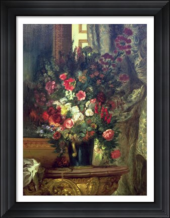 Framed Vase of Flowers on a Console Print
