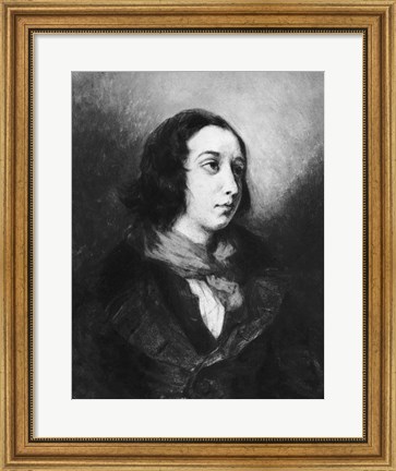Framed Portrait of George Sand, 1838 Print