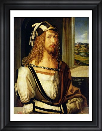 Framed Self Portrait with Gloves, 1498 Print