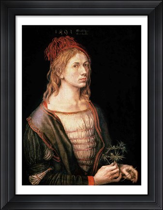Framed Self Portrait with a Thistle, 1493 Print