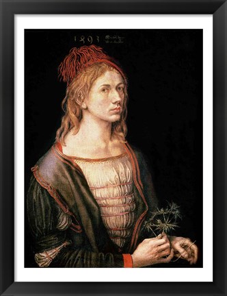 Framed Self Portrait with a Thistle, 1493 Print