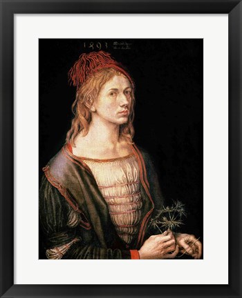 Framed Self Portrait with a Thistle, 1493 Print