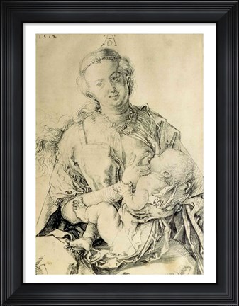 Framed Virgin Mary suckling the Christ Child Print