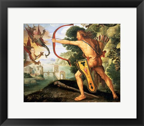 Framed Hercules and the Stymphalian birds, 1600 Print