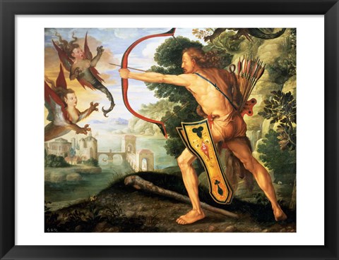 Framed Hercules and the Stymphalian birds, 1600 Print