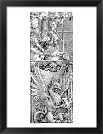 Framed Triumphal Arch of Emperor Maximilian I: detail of pillar Print